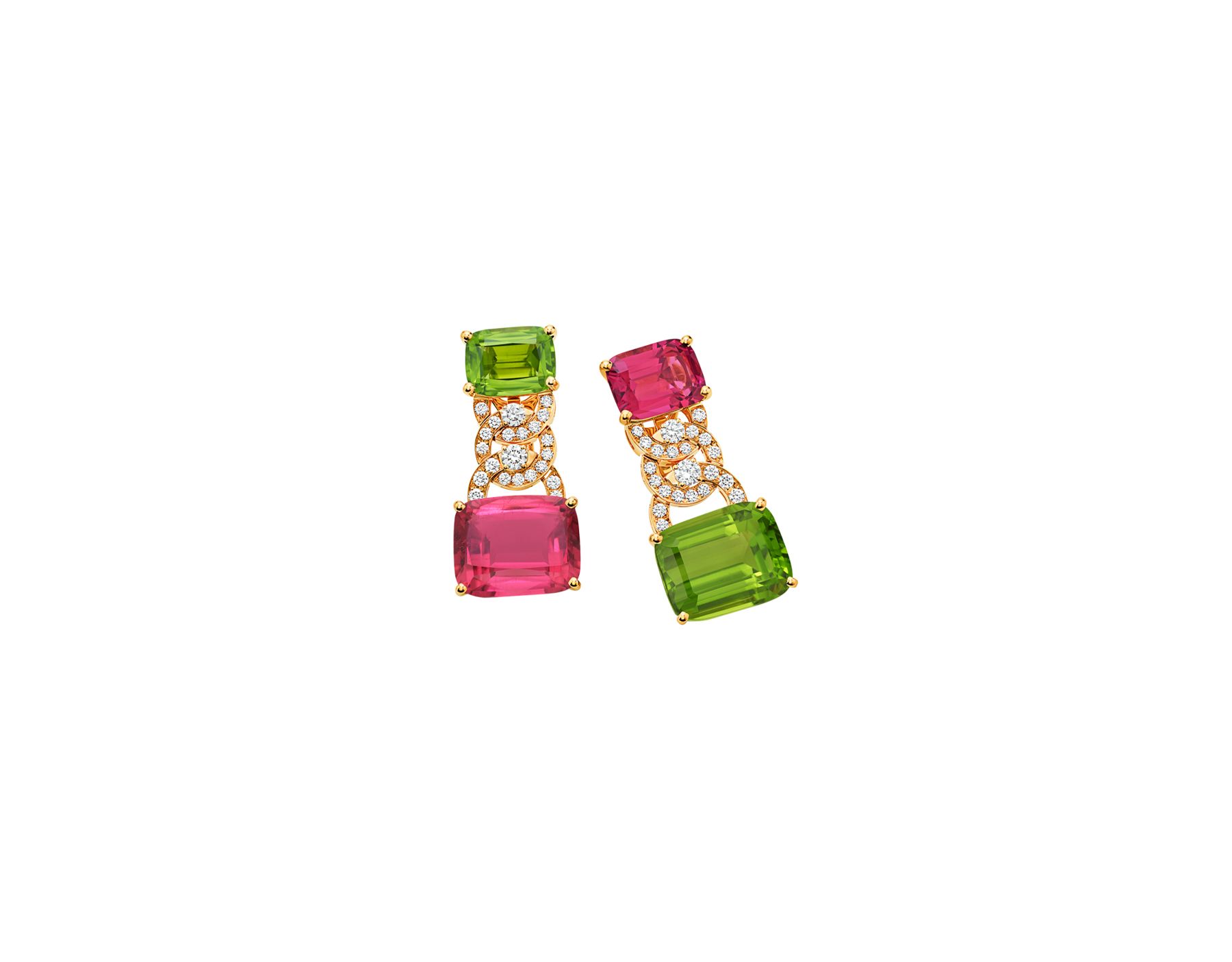 Bvlgari Divas Dream Earrings Peridot Rubellite Rose Gold