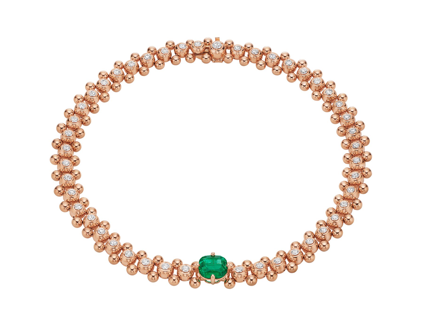 Bvlgari Serpenti Viper Necklace Rose Gold Diamonds Emerald