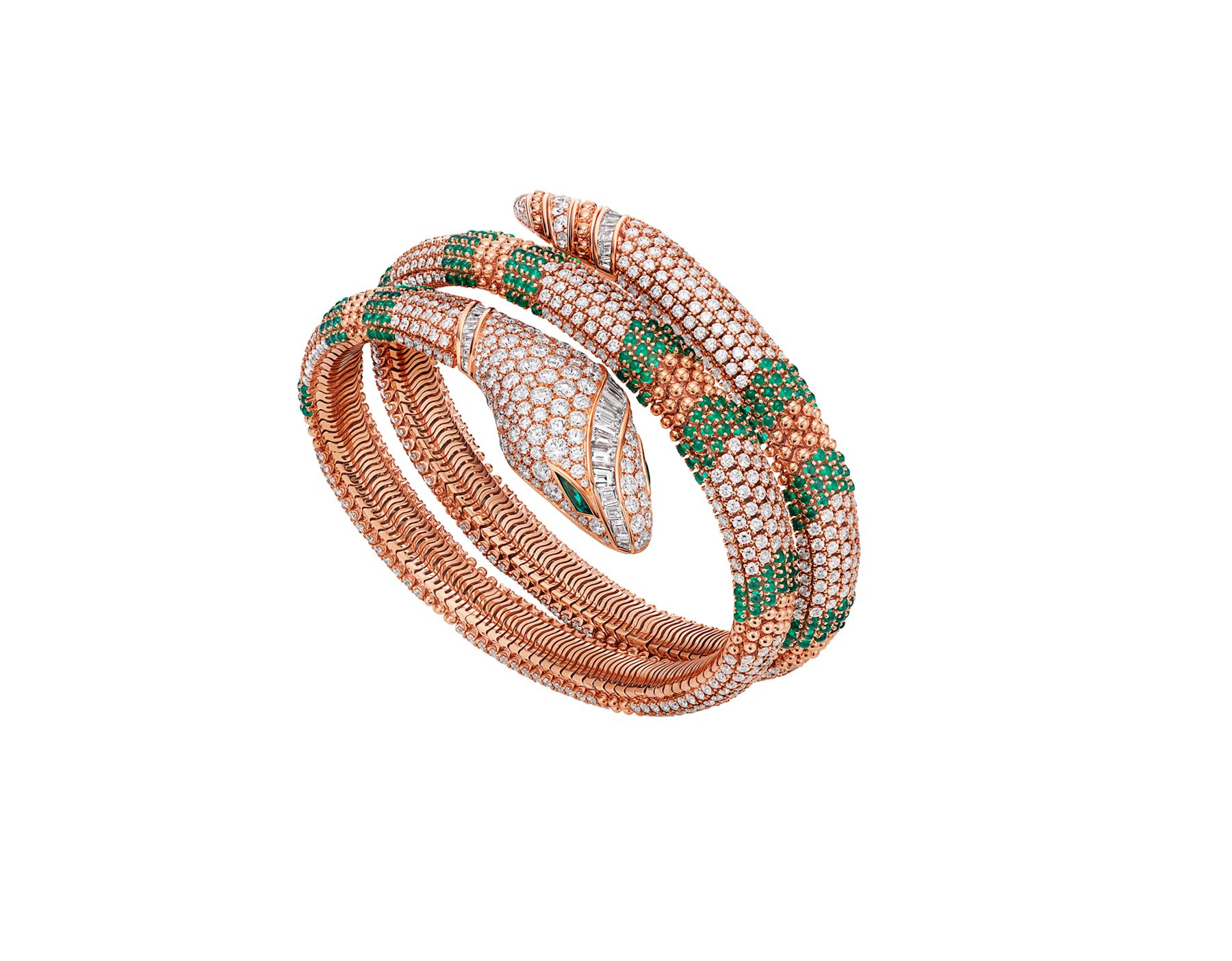 Bvlgari Serpenti Bracelet Rose Gold Diamonds Emeralds