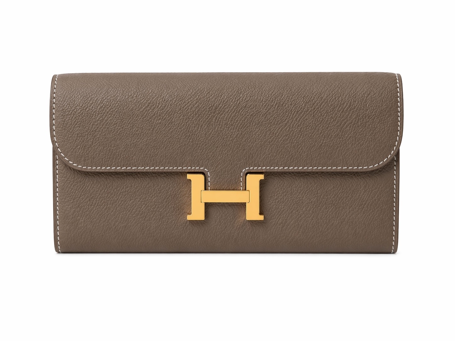 Hermès Constance Long Wallet Étoupe Chèvre Gold Hardware